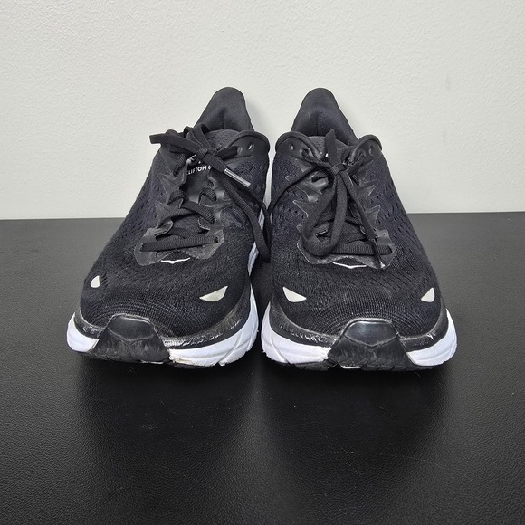 Hoka Shoes Womens Size 10.5 B Black White Clifton 8 Performance Run Gym Sneakers - Picture 3 of 9